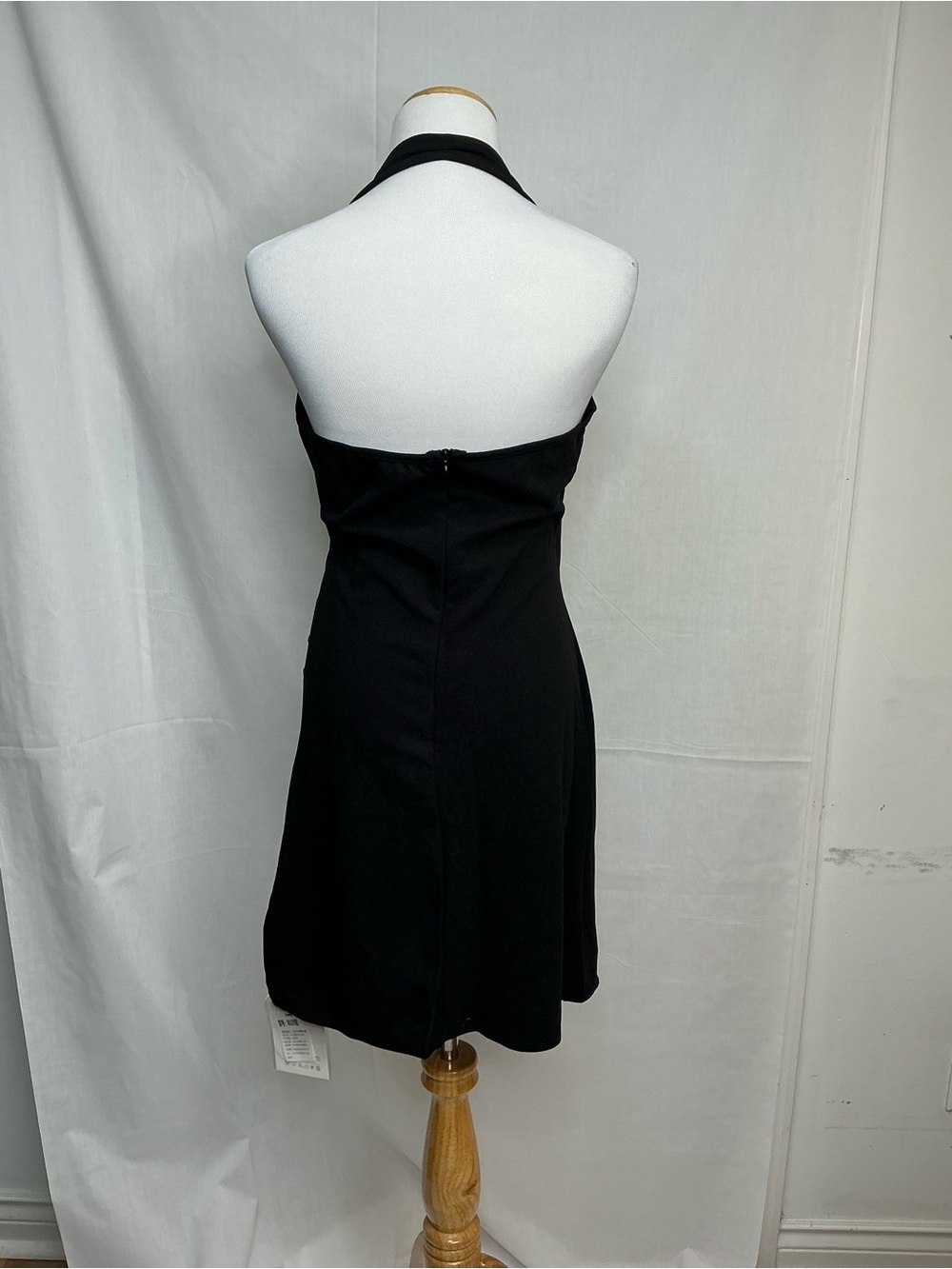 2068 - Black Halter Ruched Wrap Mini Dress - Picture 4 of 9